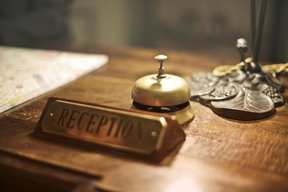 A receptionist desk