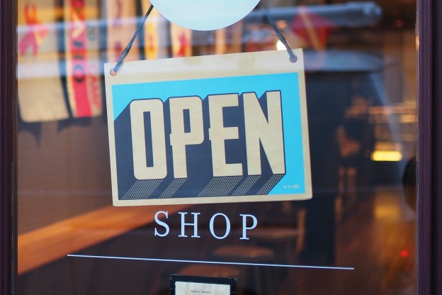 Open sign in a retail shop